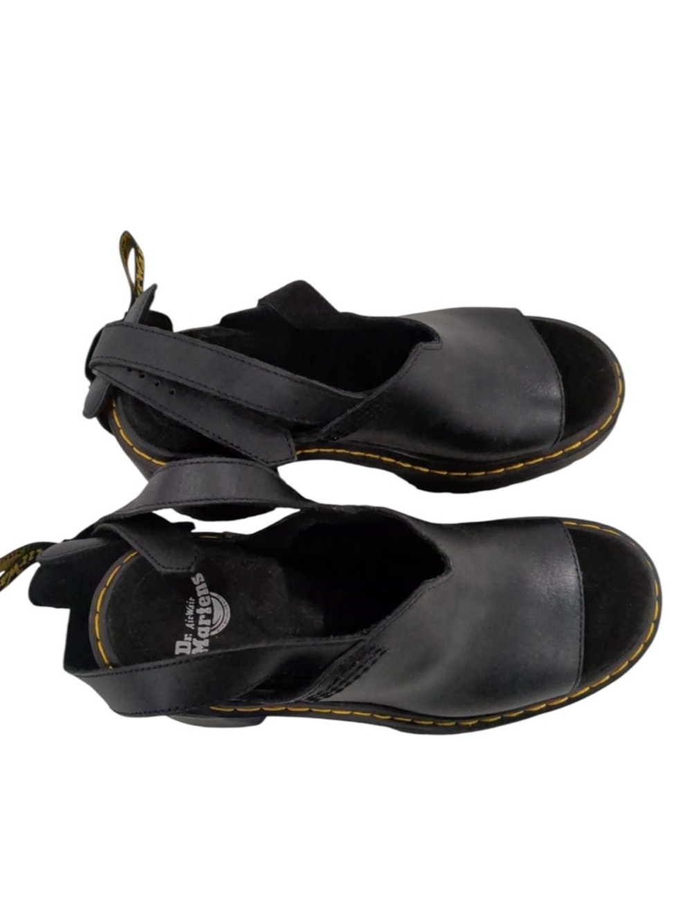 Dr. Martens Millee Chunky Leather Heels Open Toe Sandals Black Platform Women’s - Picture 10 of 16